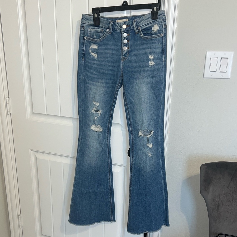 Altar'd State Light Blue Distressed Flare Jeans - Picture 10 of 10
